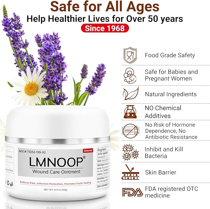 LMNOOP® Bed Sore Ointment, Maximum Strength Wound Care Cream for Infection Protection & Skin Repair, Fast Healing for Diabetic Wounds, Pressure Sores, Venous Ulcer, Burns, Cuts, Scrapes