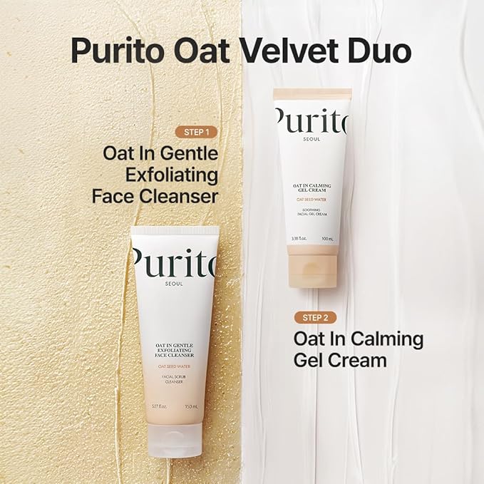 Purito Oat Exfoliating Facial Polish Cleanser - Hydrating Daily Face Wash with Gentle Scrub Clay Pore Minimizing Panthenol, Oat Seed Water Vegan, Non-comedogenic Korean Skin Care 5.07 fl.oz