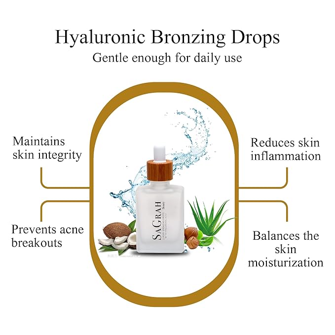 Advanced Self Tanning Drops, USA Made with Natural & Organic Ingredients, Innovative & Nourishing Skincare Hyaluronic Bronzing Drops 1.0 FL OZ