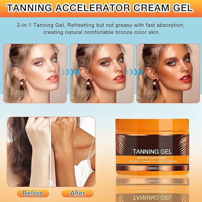 2Pcs Luxury Intensive Tanning Gel, Celyne Tanning Gel, Natural Tanning Accelerator Cream Gel, 5.29oz Celyne Tanning Cream, Brown Tanning Gel for for Sunbeds & Outdoor Sun