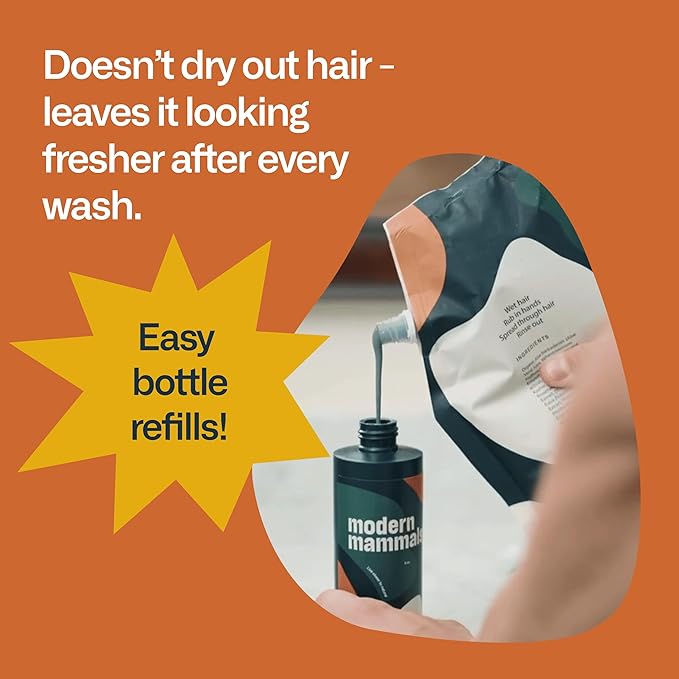 Modern Mammals Men's Shampoo Alternative I Sulfate Free CoWash I Enhances Natural Hair Volume I Lather Free, Cleansing, Hydrating, Replaces Conditioner, 2 in 1, I Barber Recommended (32oz)