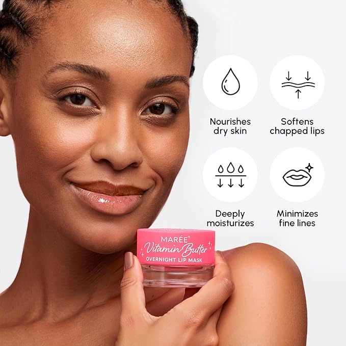 MAREE Lip Moisturizer - Lip Mask Overnight - Moisturizing Lips Butter Balm with Hyaluronic Acid - Lip Sleeping Mask - Lip Moisturizer For Very Dry Lips Care - Hidratante de Labios Care Products