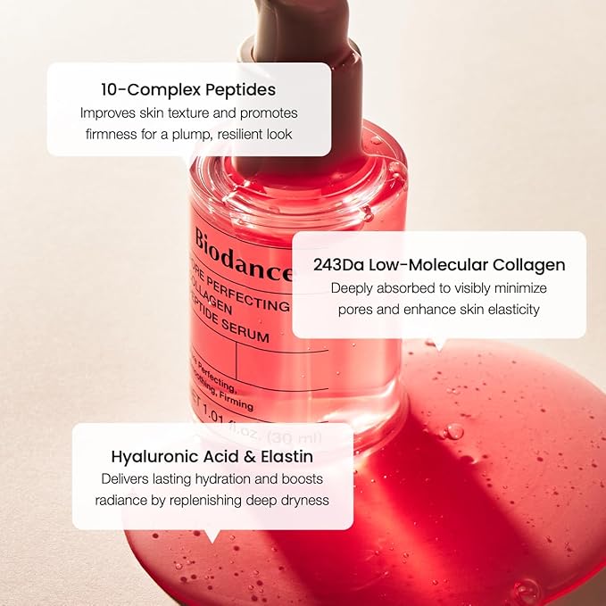 BIODANCE Pore Perfecting Collagen Peptide Serum, Skin Firming & Radiance Boost, Makeup Prep Serum for All Skin Types, Korean Skincare | 1.01 fl.oz x 1 ea