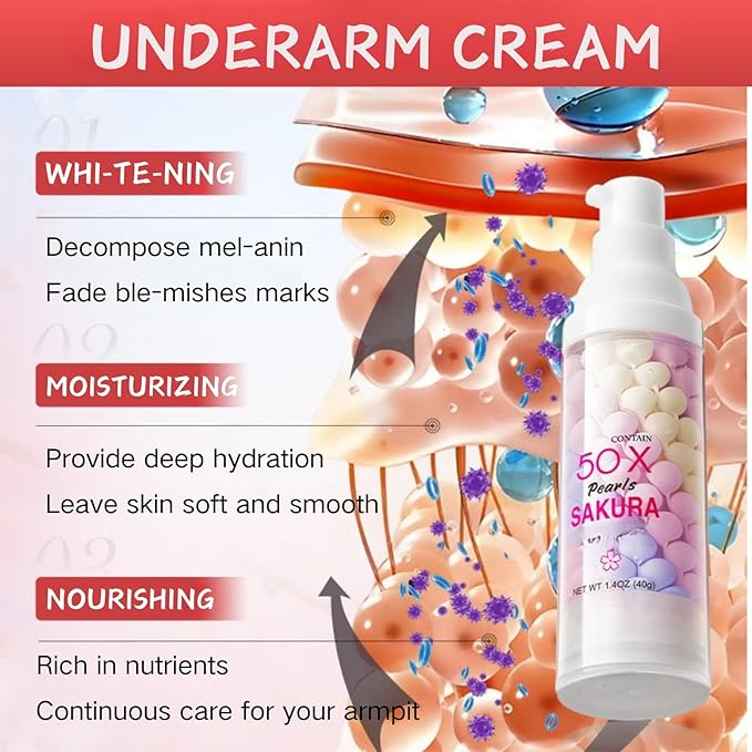 Sakura Skin Wh-ite-ning Cream Women Moisturizing - Da-rk Sp-ot Corrector Underarm Cream - Sk in Ble-aching Cream for Body Armpit Wh-ite-ning - Women Skin Lig-hte-n ing cream with Hyaluronic & Collagen