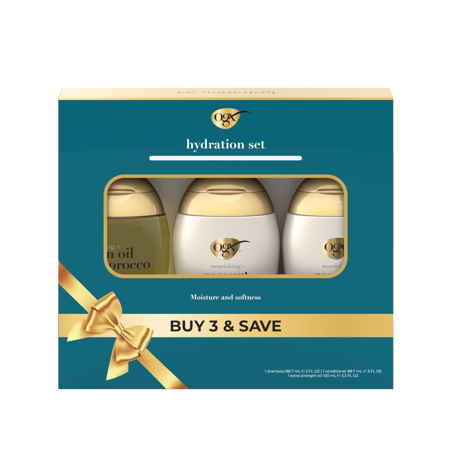 OGX Giftset Nourishing + Coconut Milk Shampoo & Conditioner & Extra Strength Damage Remedy + Coconut Miracle Oil Penetrating Hair Oil (3pc Hydration Set)