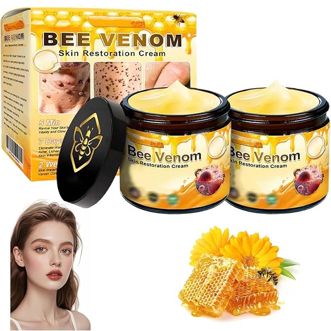 Bee Venom Comprehensive Cream, Professional Bee Venom Skin Treatment Removing and Repair All in One Cream, Natural Serum Suitable for All Skin Types, 2 PCS