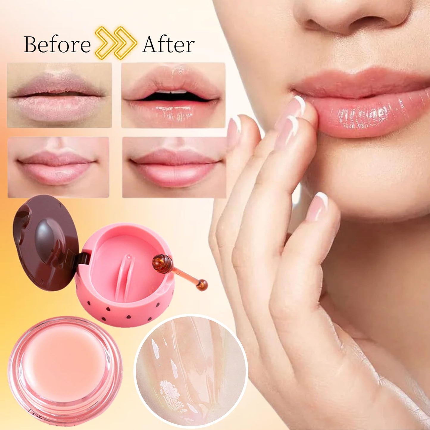 5PCS Bee Lip Balm Honey Pot - Lip Sleeping Mask - Moisturizing Lip Gloss for Women - Lip Mask Overnight Gift Set - Tinted Lip Balm - lip balm Hydrating - Honey,Cherry,Strawberry,Apple Lime,Watermelon