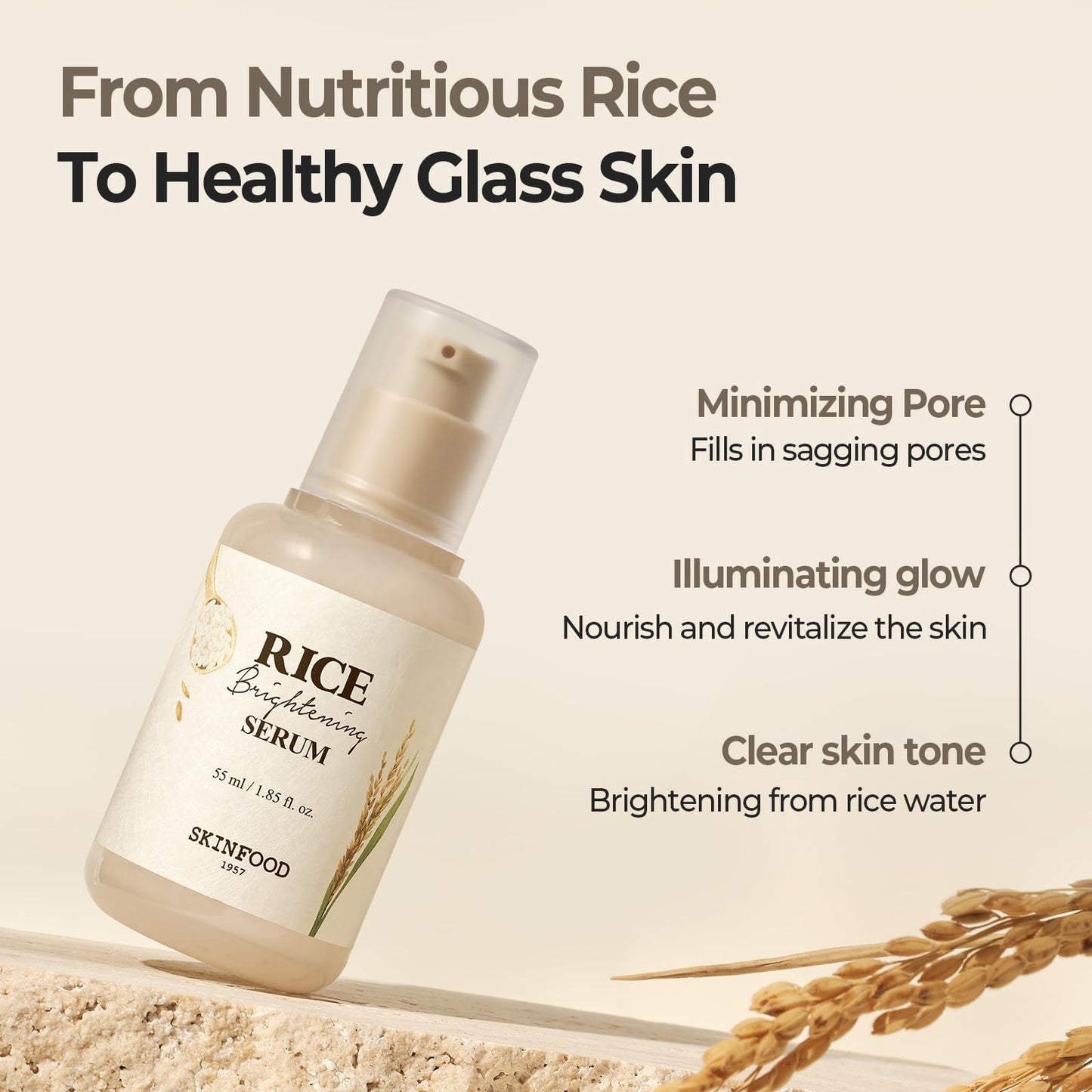 SKINFOOD Rice Skincare Set – Brightening & Hydrating Trio with Rice Daily Toner Pads, Rice Serum, and Rice Cream for Smooth, Glowing Skin