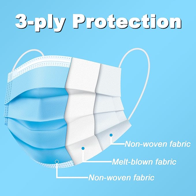 Disposable Face Masks, 100PCS 3 Ply Protection Mask