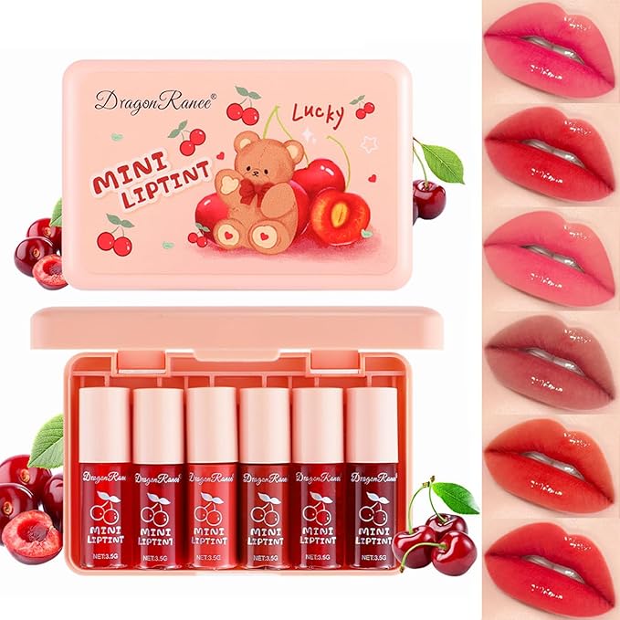 Eakroo 6 Colors Cherry Lip Tint Stain Set, Lip