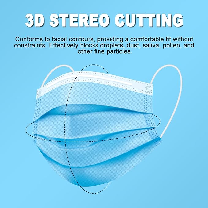 Disposable Face Masks, 100PCS 3 Ply Protection Mask