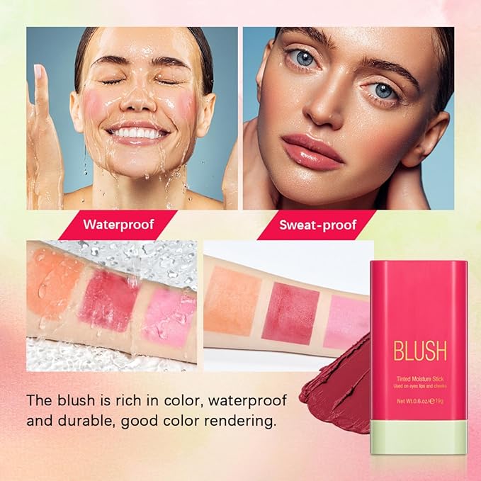 Blush Stick, Cream Blush Stick for Cheeks &