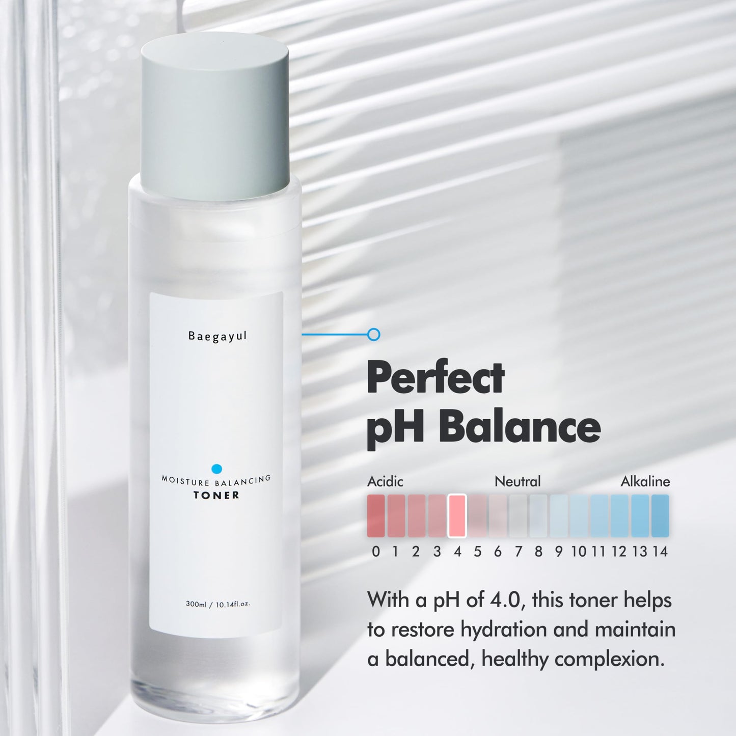 Baegayul Moisture Balancing Face Toner - Korean Skincare for Sensitive Skin, Hydrating & Soothing with Exfoliating PHA and Hyaluronic Acid, Botanical, Sulfate-Free, Low pH Daily Toner (10.14fl oz)