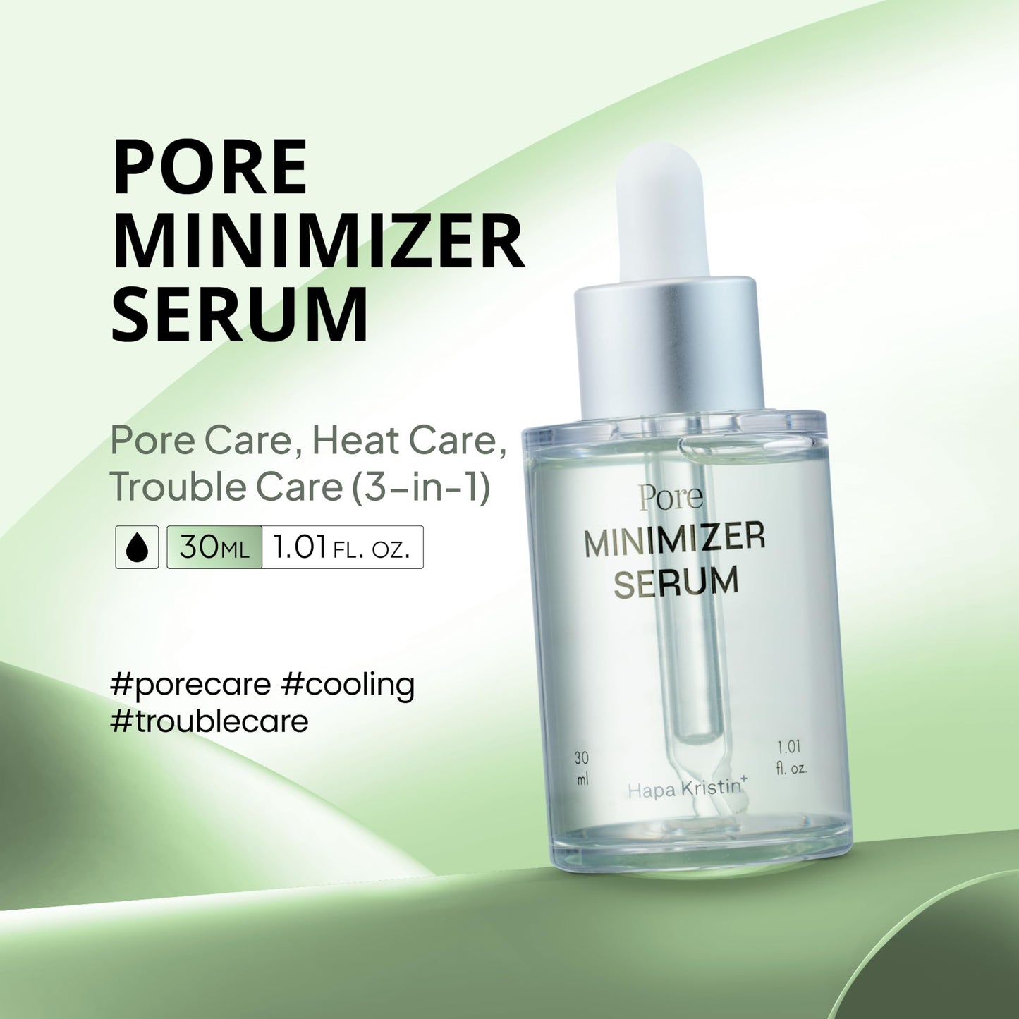 HAPA KRISTIN Face Serum Korean Skin Care Pore Care with Centella, Reduces Enlarged Pores & Excess Sebum, Niacinamide Serum, Oil Control, Pore Cleaner, Bakuchiol, 1.01 fl oz