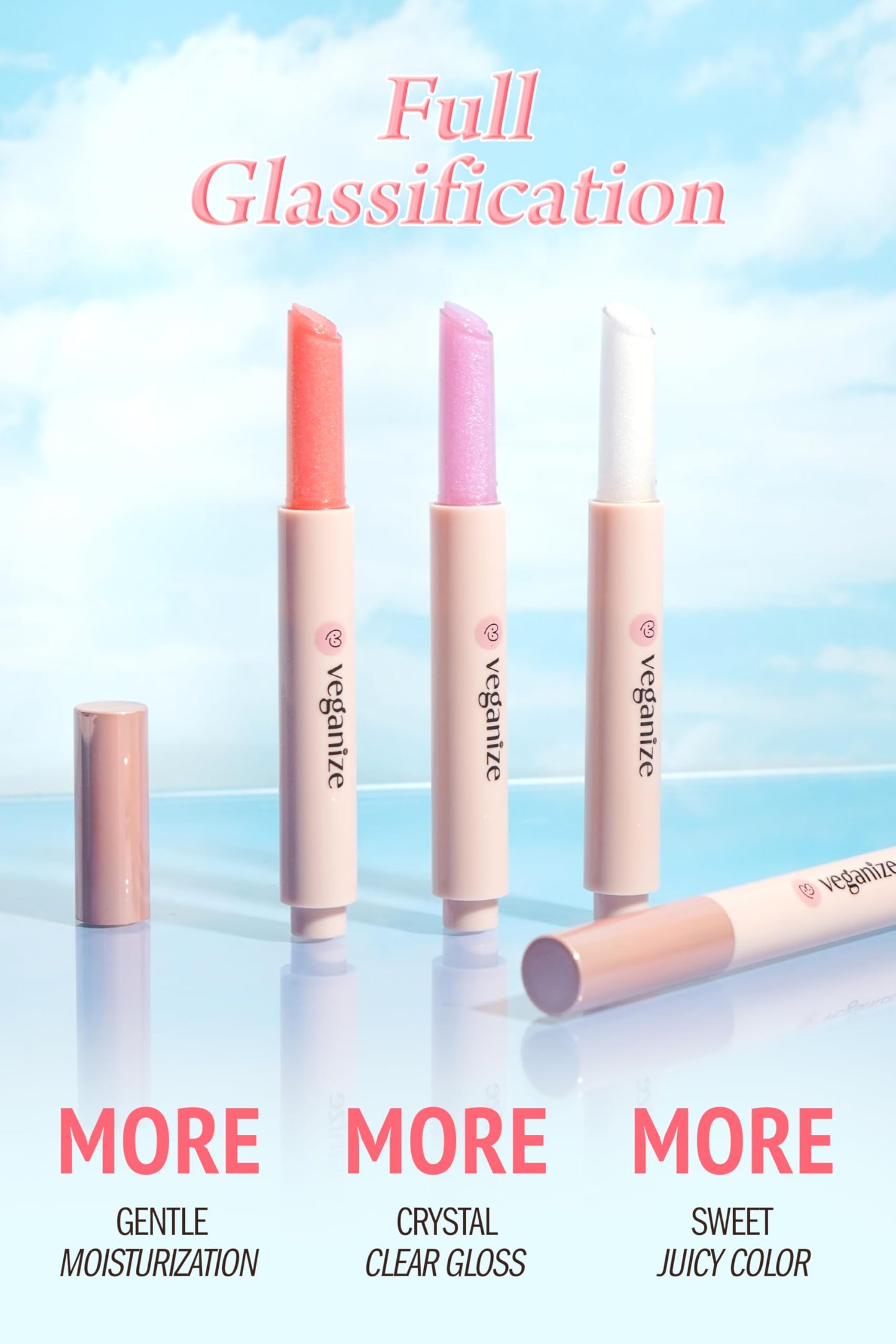 self beauty Veganize Collagen Lip Glass Balm - Hydrating Lip w/Hyaluronic Acid - Vegan Korean Lip Balm Moisturizing Lip Care – Lip Gloss Repair for Dry Cracked Lips 0.06 oz (#10 Champagne Gold)