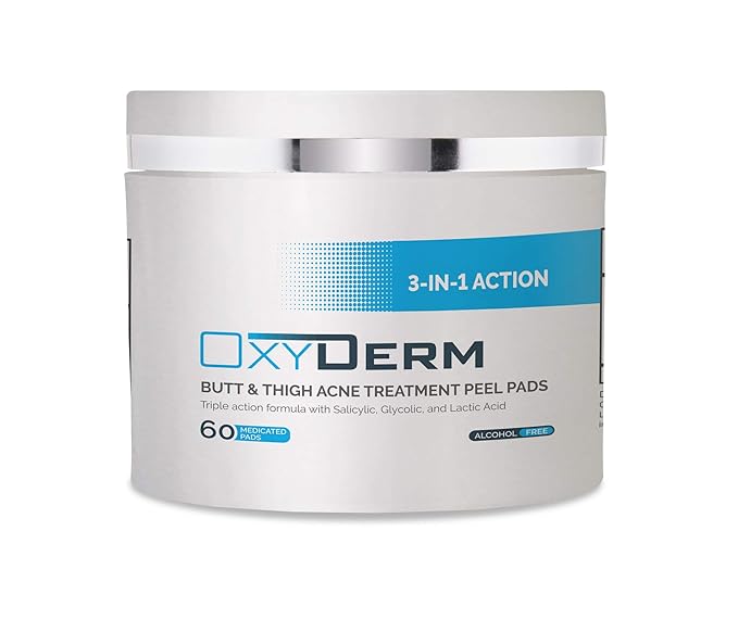 Butt Acne Clearing Treatment Peel Pads- Exfoliating Pads to Eliminate Acne Causing Bacteria. Removes Pimples, Blemishes & Ingrown Hairs for the Buttocks & Thigh Area for Both Men & Women.