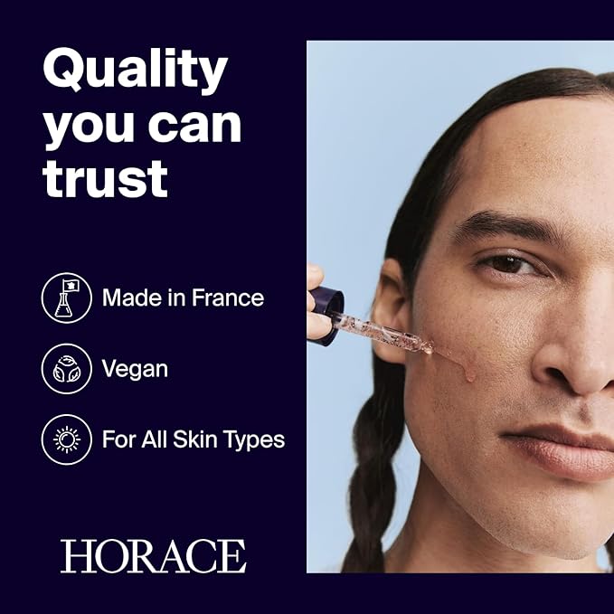 HORACE Bio-Retinol + Argireline Peptide Face Serum for Men - For Wrinkles, Dark Spots and Elasticity - Vegan Skin Care for All Skin Types - Unscented, 30ml
