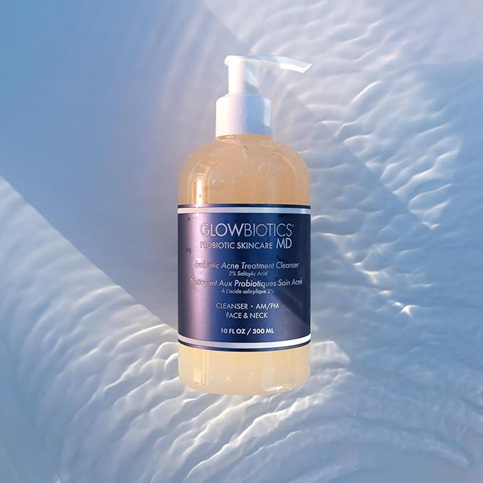 Glowbiotics Probiotic Acne Treatment Cleanser: Foaming Face Wash, Salicylic Acid Acne Control, Oily Skin Solution with Ceramides & Niacinamide, 10 Fl Oz