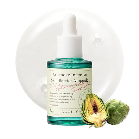 AXIS-Y Artichoke Intensive Skin Barrier Ampoule - Face Moisturizer Dark Spot Corrector Centella Ampoule - Vegan Korean Skin Care Facial Serum for All Skin Types - 1.01 fl. oz.