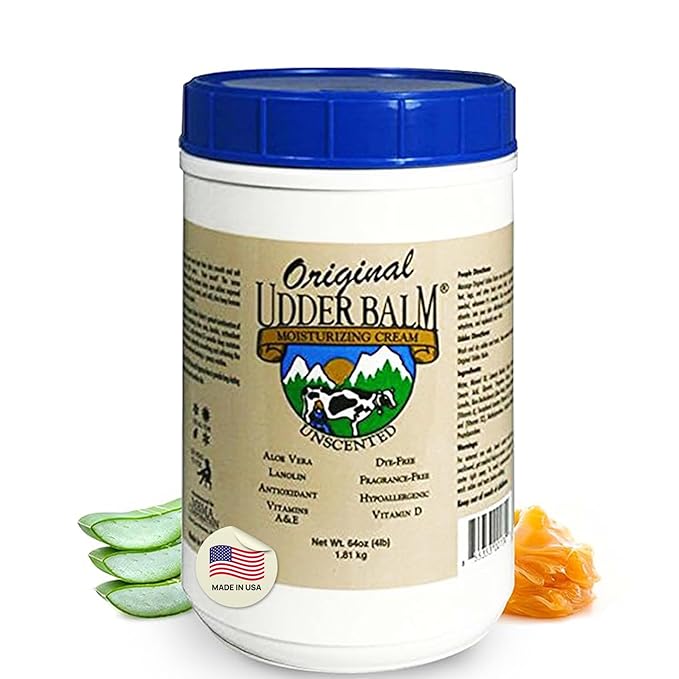 Original Udder Balm Unscented Tub - Made in USA - Hypoallergenic, Dry Skin Relief for Hands, Feet & Face, Moisturizer for Sensitive, Cracked Dry Skin, 64 Fl Oz
