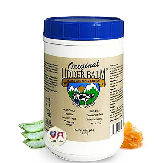 Original Udder Balm Unscented Tub - Made in USA - Hypoallergenic, Dry Skin Relief for Hands, Feet & Face, Moisturizer for Sensitive, Cracked Dry Skin, 64 Fl Oz