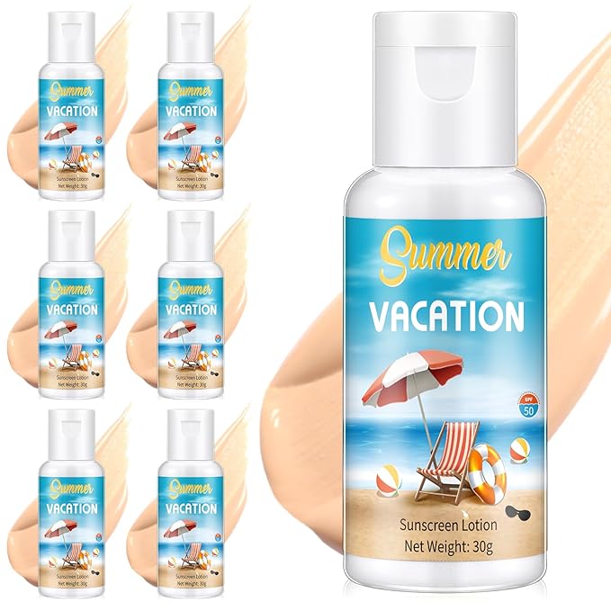 6 Pcs Wedding Sunscreen Bulk Travel Size Sunscreen SPF 50 Mini Sunscreen with Zinc Oxide Titanium Dioxide for Wedding Party Gifts(Summer Vacation)
