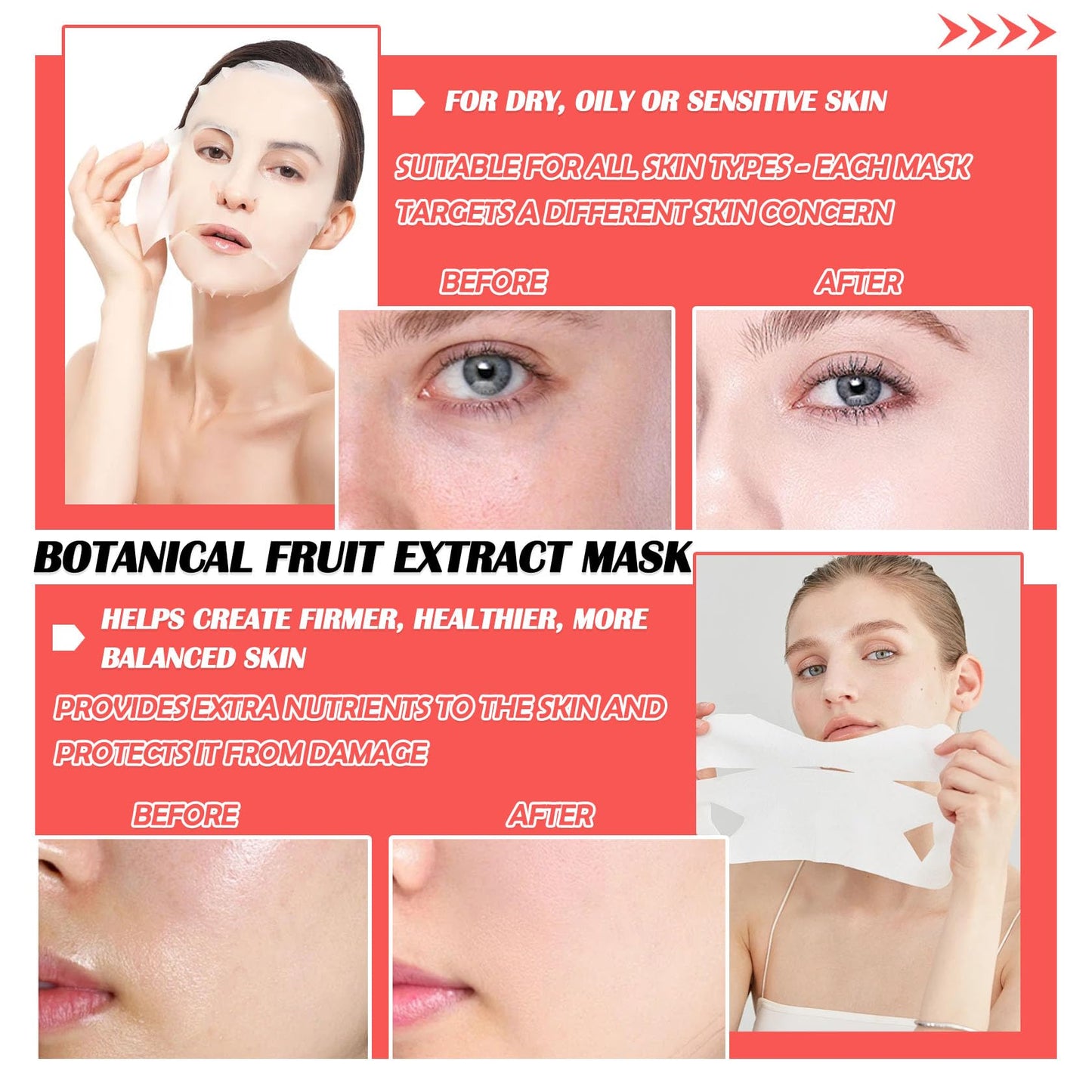 XMXueMei 20 Pcs Facial Sheet Mask Combo,Hydrating Face Mask,Easy to Use,Moisturizing Daily Sheet Mask