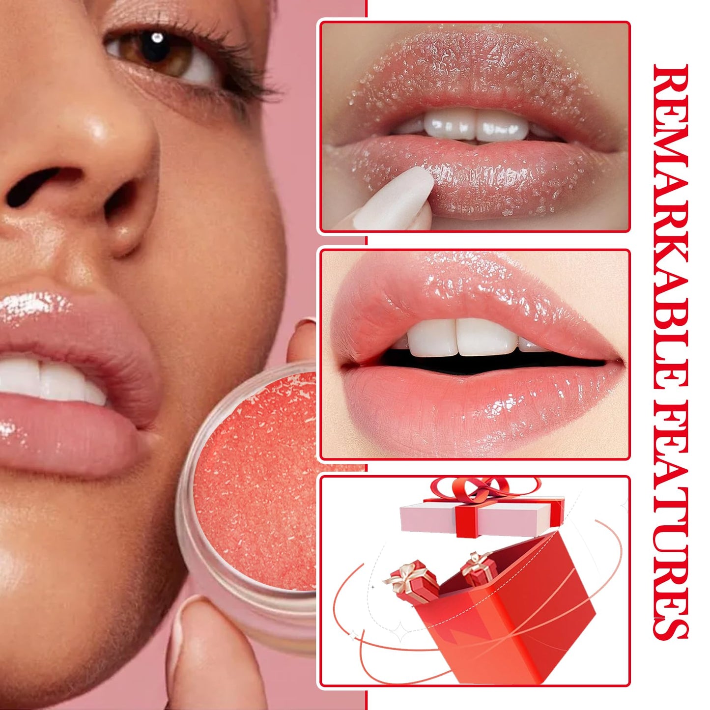 2PCS Strawberry & Orange Conditioning Lip Scrub Kit,Moisturizing Lip Sleeping Mask Long Lasting Hydrating Lip Scrubber Exfoliator Lip Care Products for Men & Women