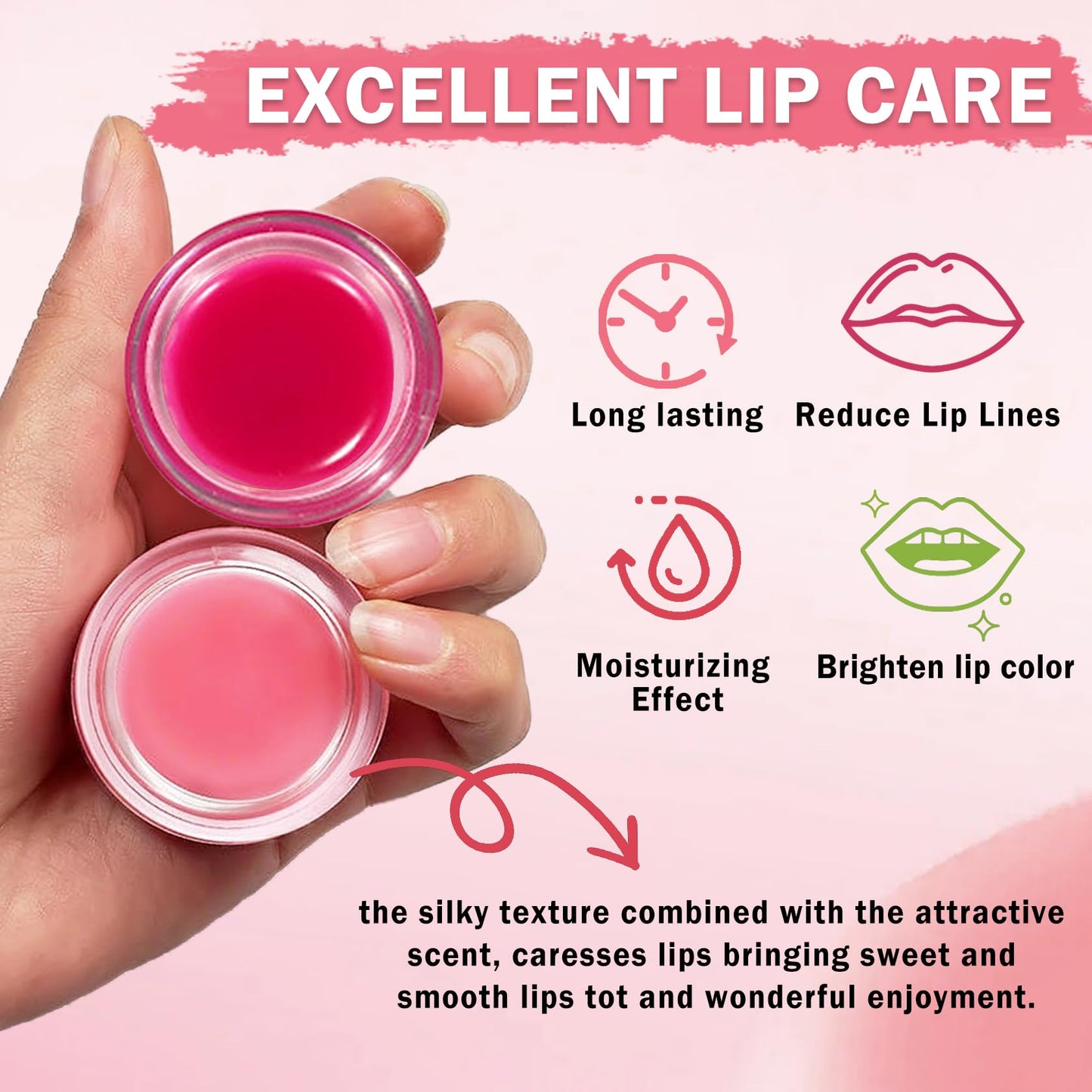ZHISHUDL Bee Lip Balm Honey Pot 3PCS Strawberry Watermelon Cherry Lip Balm Lip Sleeping Mask Moisturizing Hydrating Bee Lip Balm Reduces Lip Lines, Lip Care Products for All Skin Types