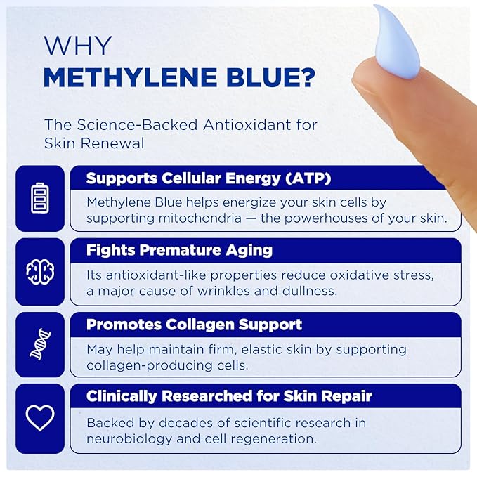 Methylene Blue Tallow Balm for Face – Beef Tallow Moisturizer with Coconut Oil and Honey – Methylene Blue Face Cream for All Skin Types – 3 oz