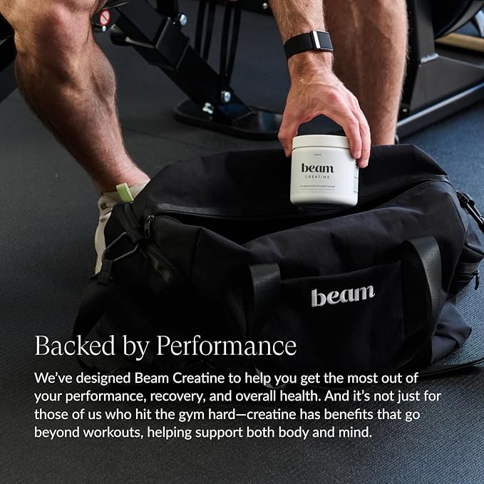 Beam Creatine Monohydrate Powder - Micronized Creatine for Muscle Growth, Strength, Endurance & Recovery - Unflavored, Fast-Dissolving, Workout Supplement for Men & Women, Keto & Vegan - 30 Servings