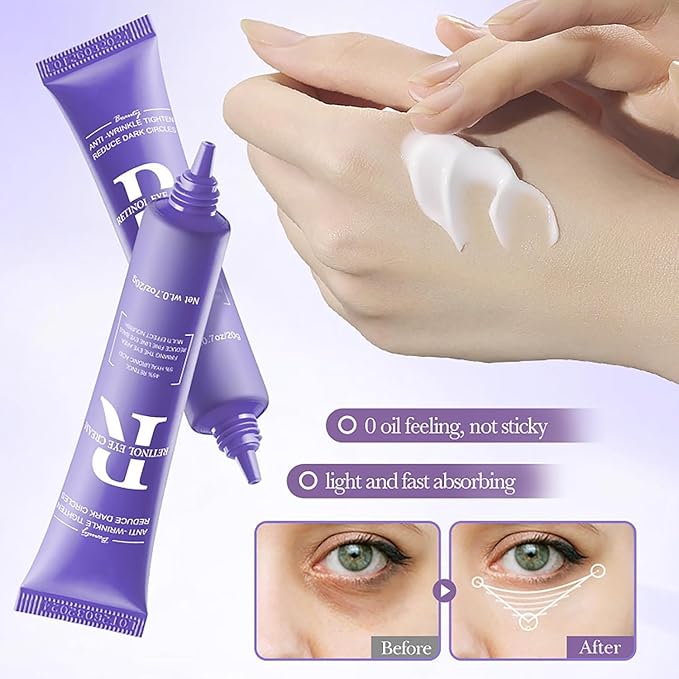 Retinol Eye Cream, Moisturizing Eye Care Daily Anti-Wrinkle Cream with 45% Retinol and 5% Hyaluronic Acid to Smooth & Moisturize Skin, Under Eye Bags, Reduce Wrinkles, Dark Circles(0.7 Ounces)