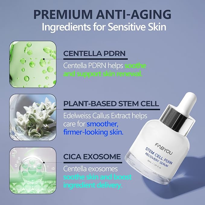 Centella PDRN & CICA Exosome Stem Cell Serum for Face 1.01 fl oz - Anti-Aging, Firming & Rejuvenating Facial Serum with Bakuchiol & Ceramide, Korean Skincare for Wrinkles, Barrier Repair & Hydrating