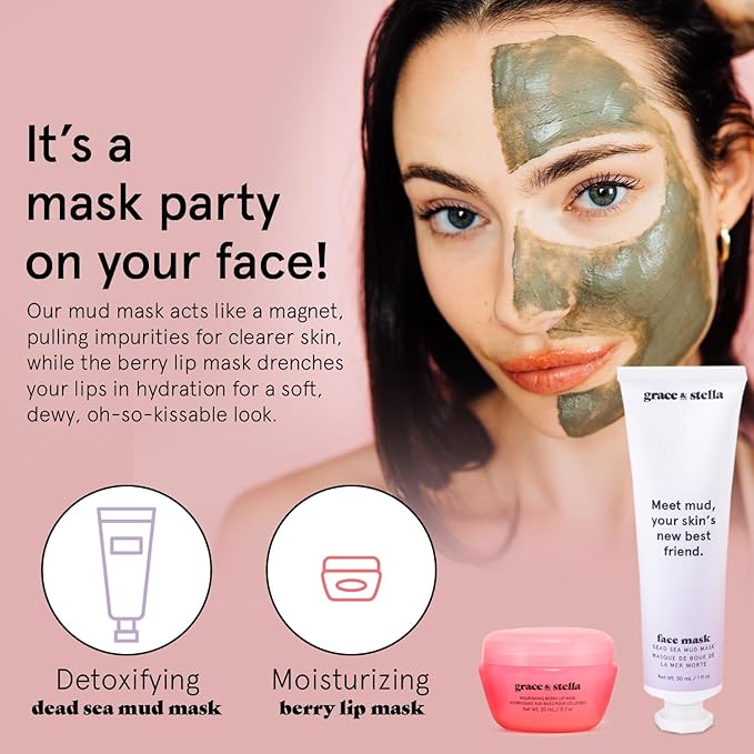 grace & stella Award Winning Skin Care Set - Gifts for Her - Travel Essentials with Under Eye Masks, Serum, Cleanser, Lip Balm - Birthdays, Bachelorette, Bridesmaids, Teen Gifts - Vegan Self Care