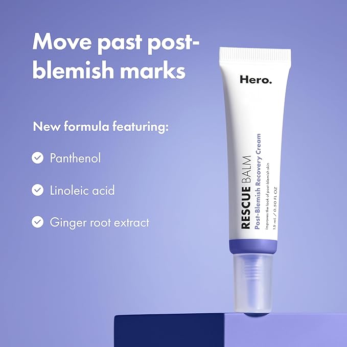 HERO COSMETICS Rescue Balm Original-New Formula The Post-Blemish Cream to Boost Hydration and Improve the Look of Post-Blemish Marks. Derm-Tested. New Formula. Won’t Clog Pores. 15mL