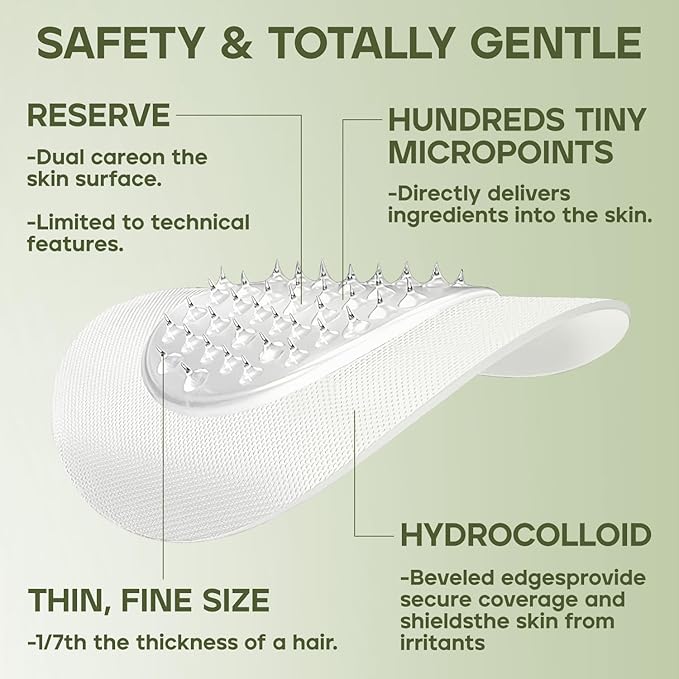 Microdart Hydrocolloid Acne Patch 24 Counts,Pimple Patch Hyaluronate Acid & Salicylic Acid Pimples Overnight for Deep, Early and Hidden Blemishes