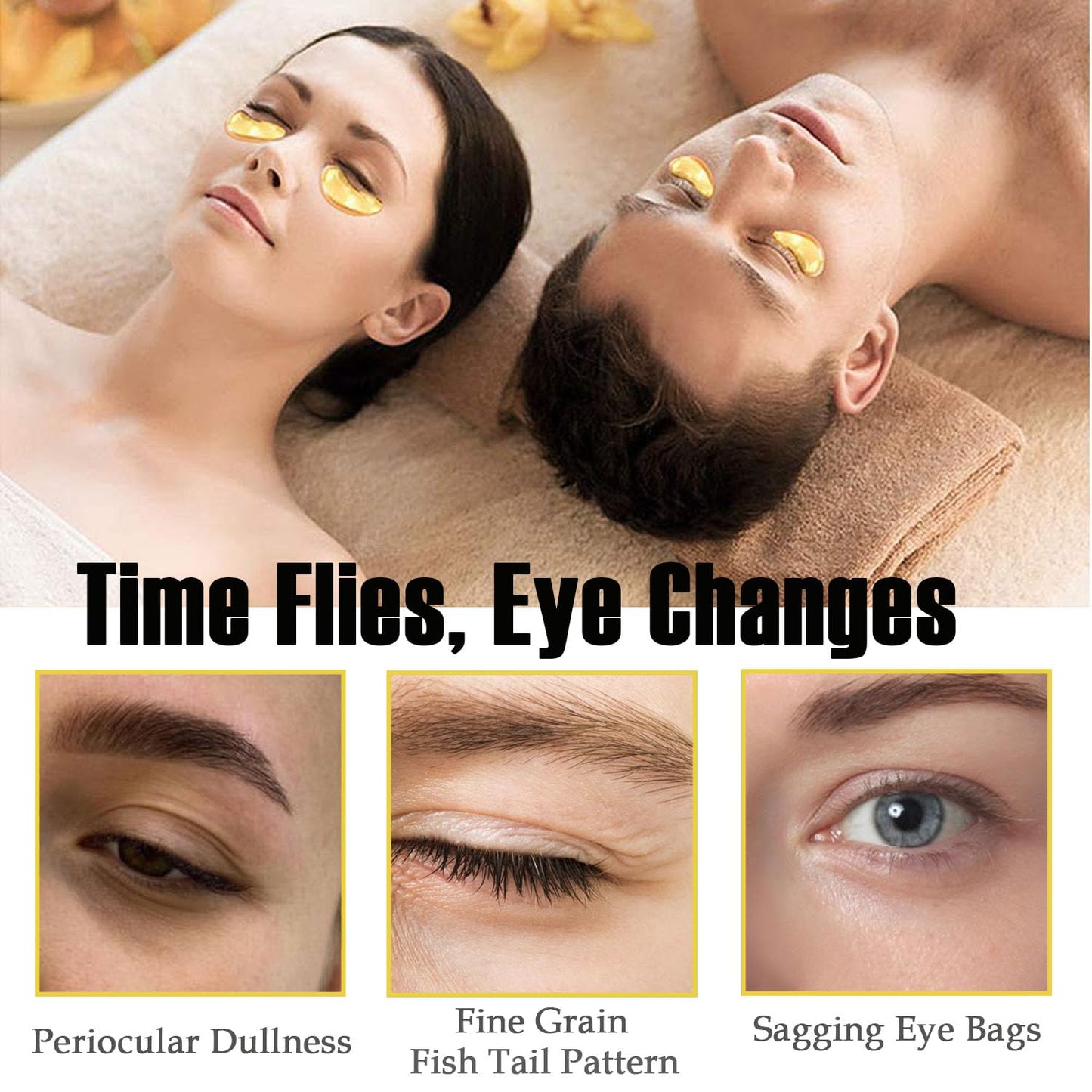 30 Pairs Lip Masks & Eye Masks,24K Gold Gel Crystal Collagen Eye Patches for Puffy Eyes,Effectively Nourishes,Moisturizing& Reducing Dark Circle Eye Bags,Wrinkles&Fine Lines,Birthday Gifts for Women