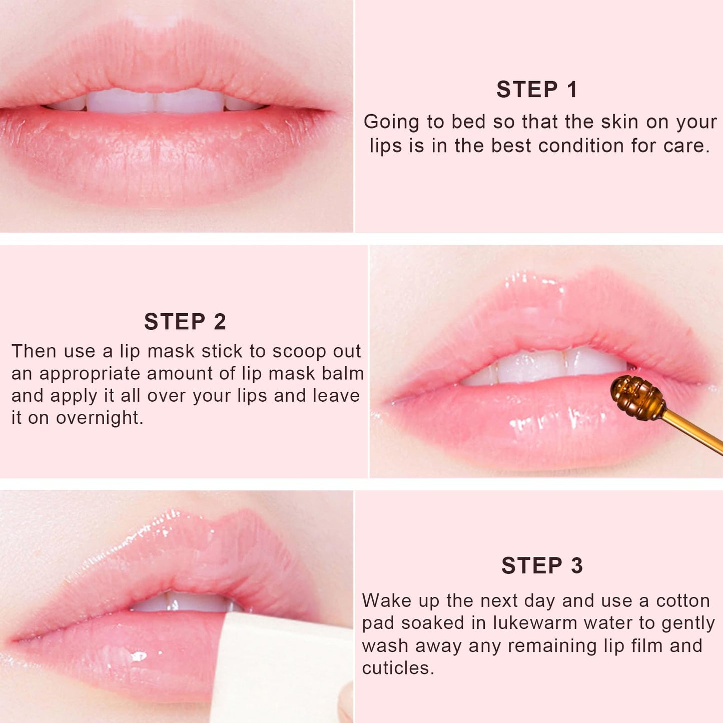 3Pcs Lip Balm Honey Pot with Stick, Honey Strawberry Apple Moisturizing and Hydrating Sleeping Lip Mask, Day and Night Repair and Care, Improve Lip Color, Reduce Lip Lines (SET A)