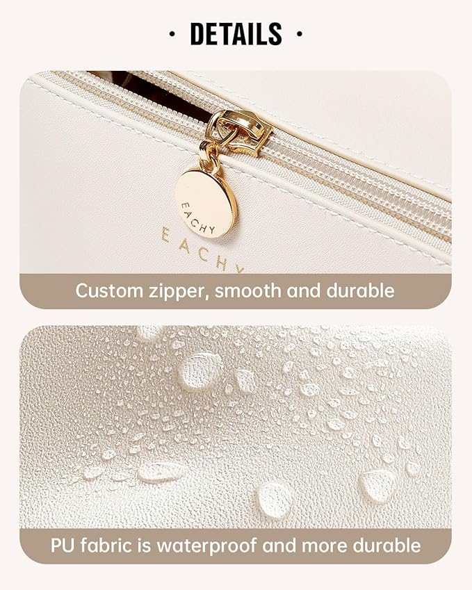 EACHY Travel Makeup Bag,Large Capacity Cosmetic Bags for Women,Waterproof Portable Pouch Open Flat Toiletry Bag Pattern Makeup Bag