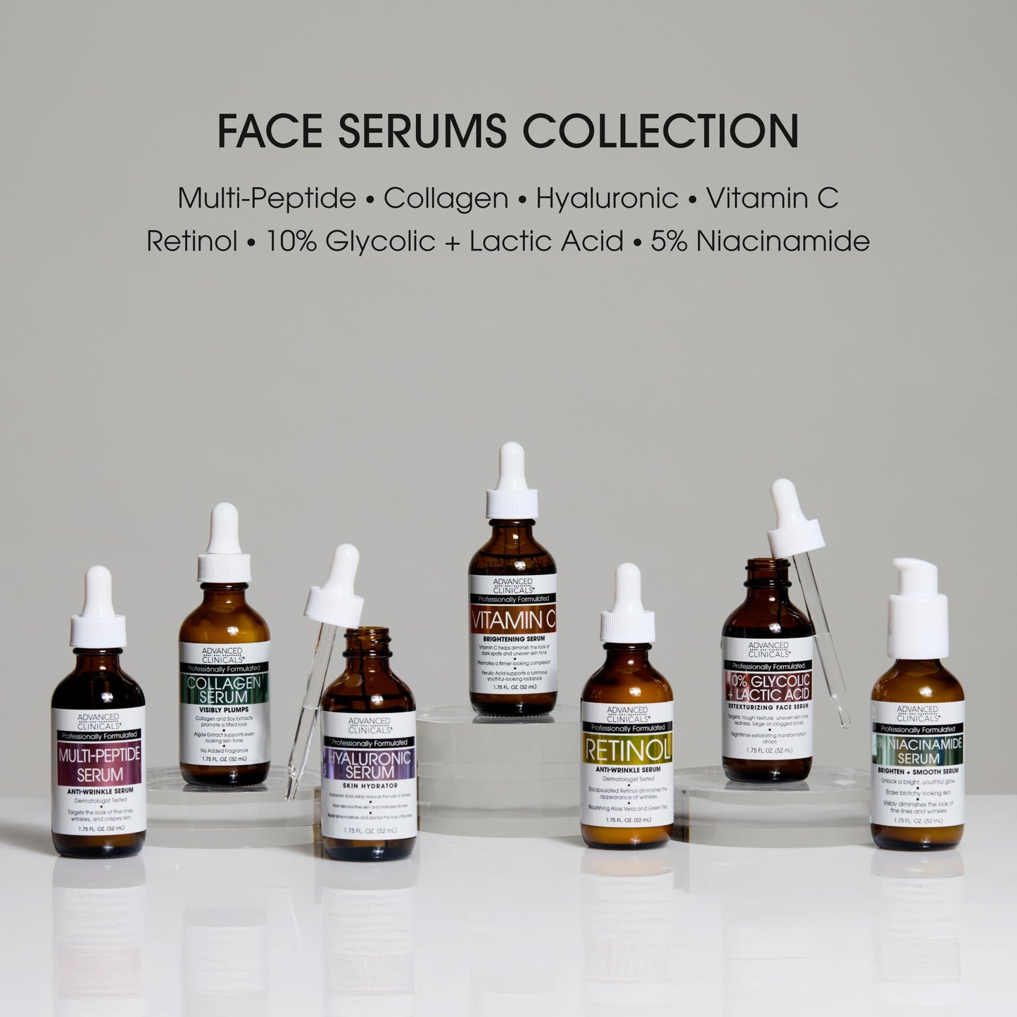 Advanced Clinicals Retinol Serum For Face + Hyaluronic Acid Moisturizer + Vitamin C Serum 3PC Skincare Set For Women & Men | Anti Aging Serums For Brightening, Firming, & Hydrating | 1.75 Fl Oz, 3pc