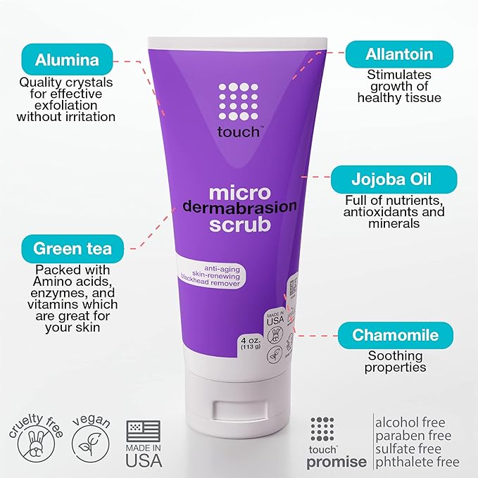 Microdermabrasion Facial Scrub and Face Exfoliator - Exfoliating Face Scrub Polish Cream with Dermatologist Grade Crystals for Anti-Aging, Dullness, Wrinkles, and Pores - Large 4 Ounce Size