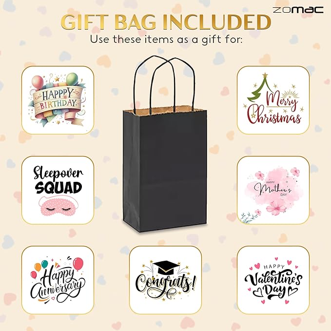 Face Mask Gift Set -10 Items- Cala Collagen, Cucumber, Aloe Vera, Vitamin C, and Hyaluronic Acid Face Masks, Eye Patches, and Foot Masks. Includes Gift Bag and Custom Shower Cap.