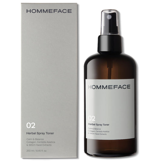 HOMMEFACE Men’s Herbal Spray Face Toner - Alcohol-Free, Hydrating & Balancing Facial Mist - Korean Skincare Technology with Witch Hazel, CICA Extract, Hyaluronic Acid, 8.45 fl oz