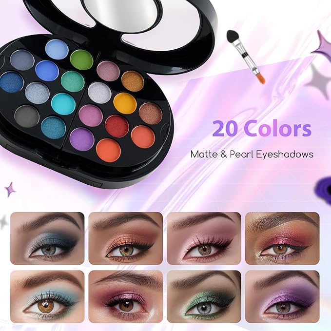 Color Nymph Travel Makeup Palette with Mulit-Colors Eyeshadows,Concealer,