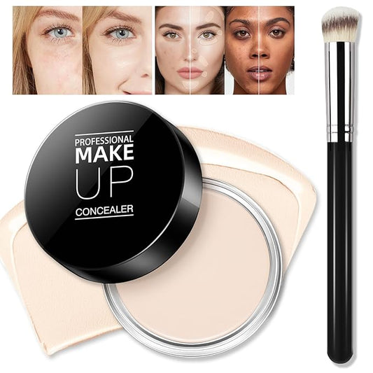 Cream Concealer Full Coverage Makeup, Matte Color Correcting IVORY WHITE)
