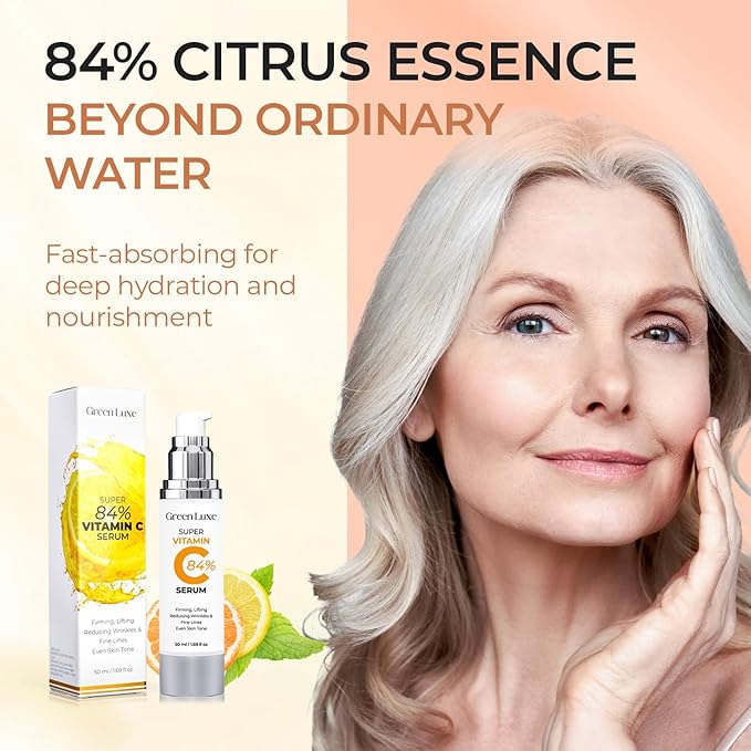 Super Vitamin C Serum for Women Mature Skin- Hydrating Anti-Aging with Vitamin C Caffeine - Facial Skin Care Over 50 60 70, Firming, Lifting, Smoothing
