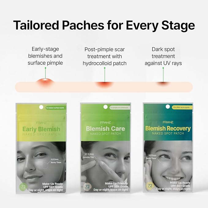 FRANZ - Dark Spot Treatment UV Pimple Patches Infused with Niacinamide, Alloferon - Makeup Ready with Invisible Finish - Korean Skincare Acne Treatment