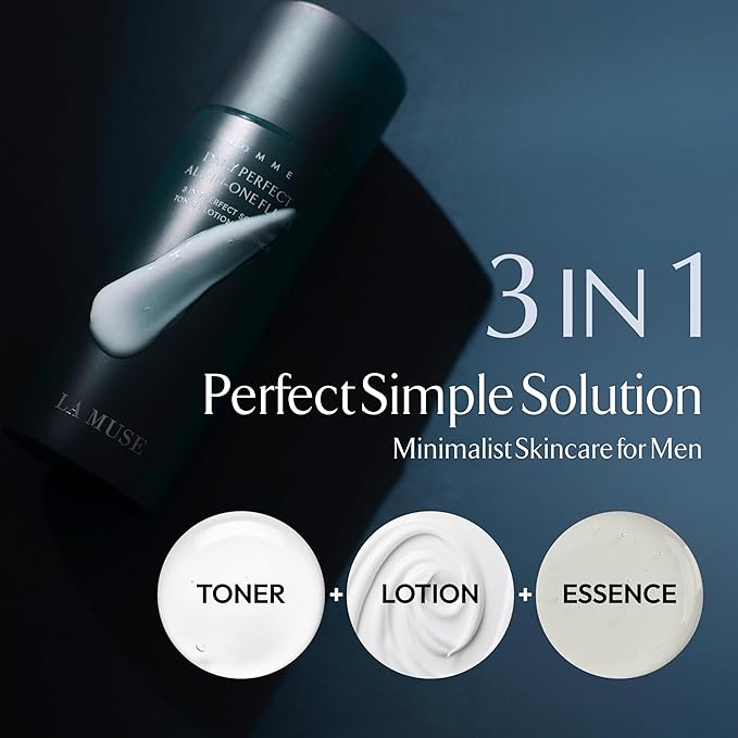LA MUSE Homme Daily All-in-One Moisturizer for Men(Travel Set) | Reduces Fine Lines with Niacinamide | Hydrating Men's Facial Lotion | Lightweight, Non-Greasy After-Shave Lotion for Sensitive Skin