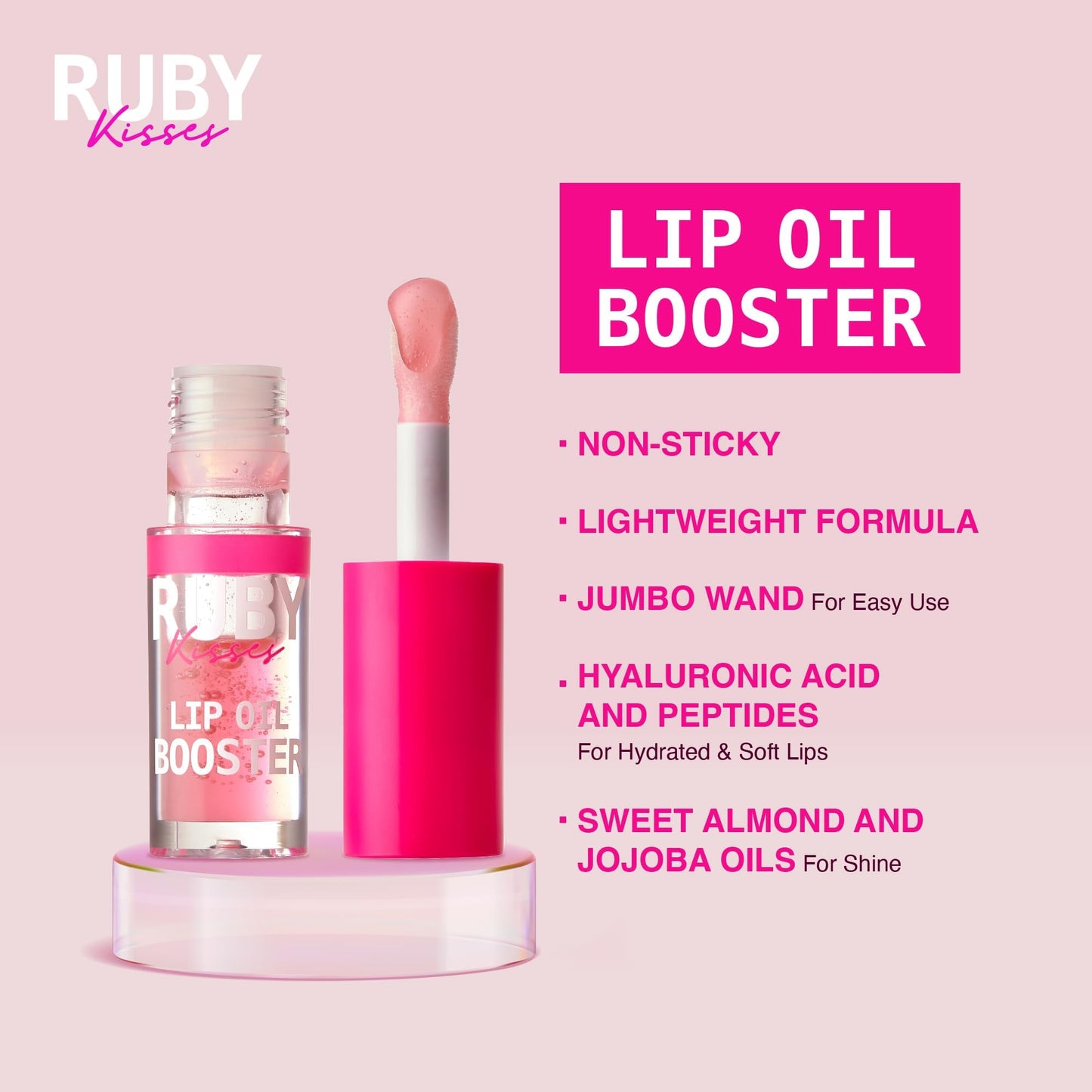 Ruby Kisses Value Lip Care Travel Kit With Rosehip Oil Clear Lip Gloss, High Shine Plumping Gloss, Pink Lip Oil Booster, Exfoliating Lip Scrub, Hydrating Intensive Lip Mask + Holographic Makeup Bag