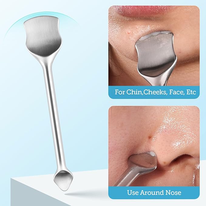 LitBear Pore Prep Tool, Blackhead Remover Pimple Popper Tool Kit, Stainless Steel Blackhead Extractions Tool for Acne, Whitehead Popping, Blemish, Comedone, Black